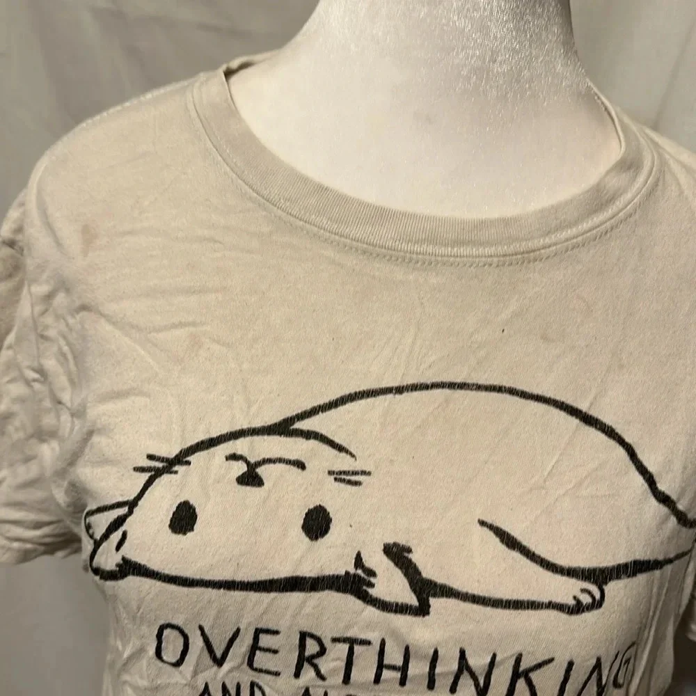 women's Black Matter Overthinking and Also Hungry cat graphic tshirt size medium - Picture 2 of 4